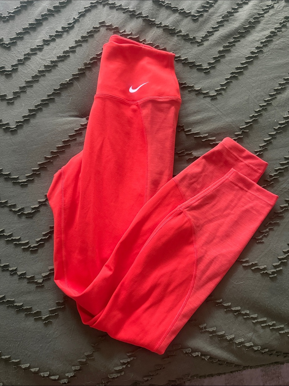 Nike Coral-Red Athletic Leggings